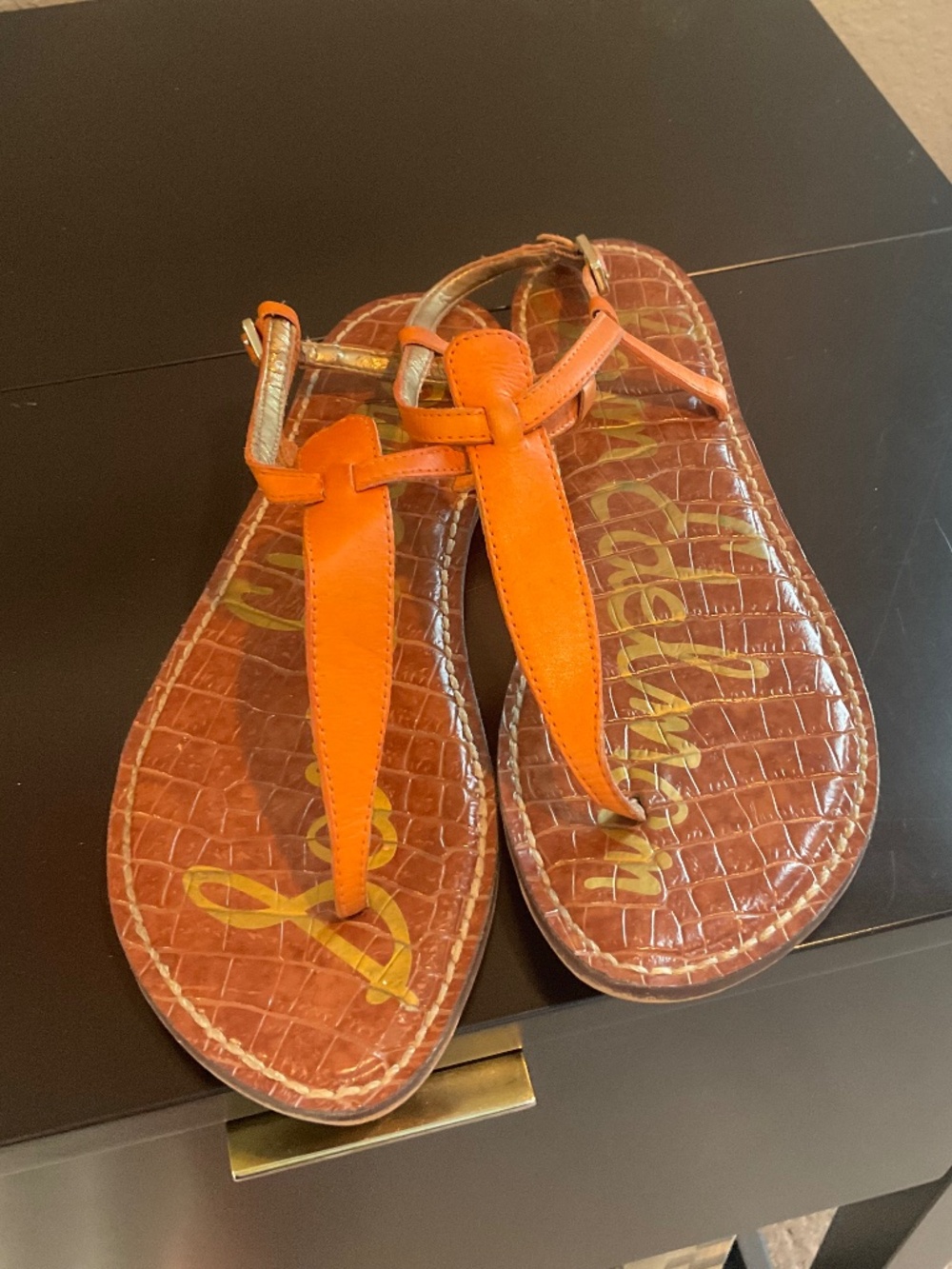 Orange leather strapy sandal